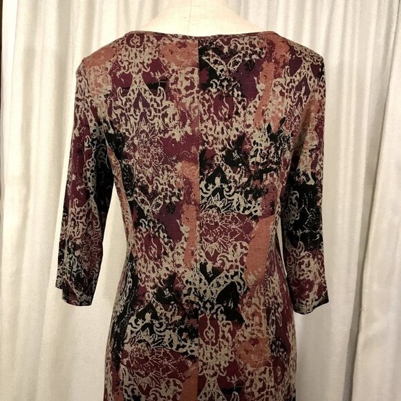 Peruvian Connection Maxi Dress Long Sleeve Purple Gray Floral Print Medium - Picture 6 of 11